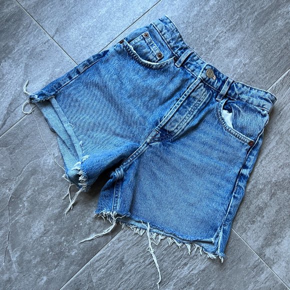 Zara Slit Straight Denim Shorts - Picture 6 of 7